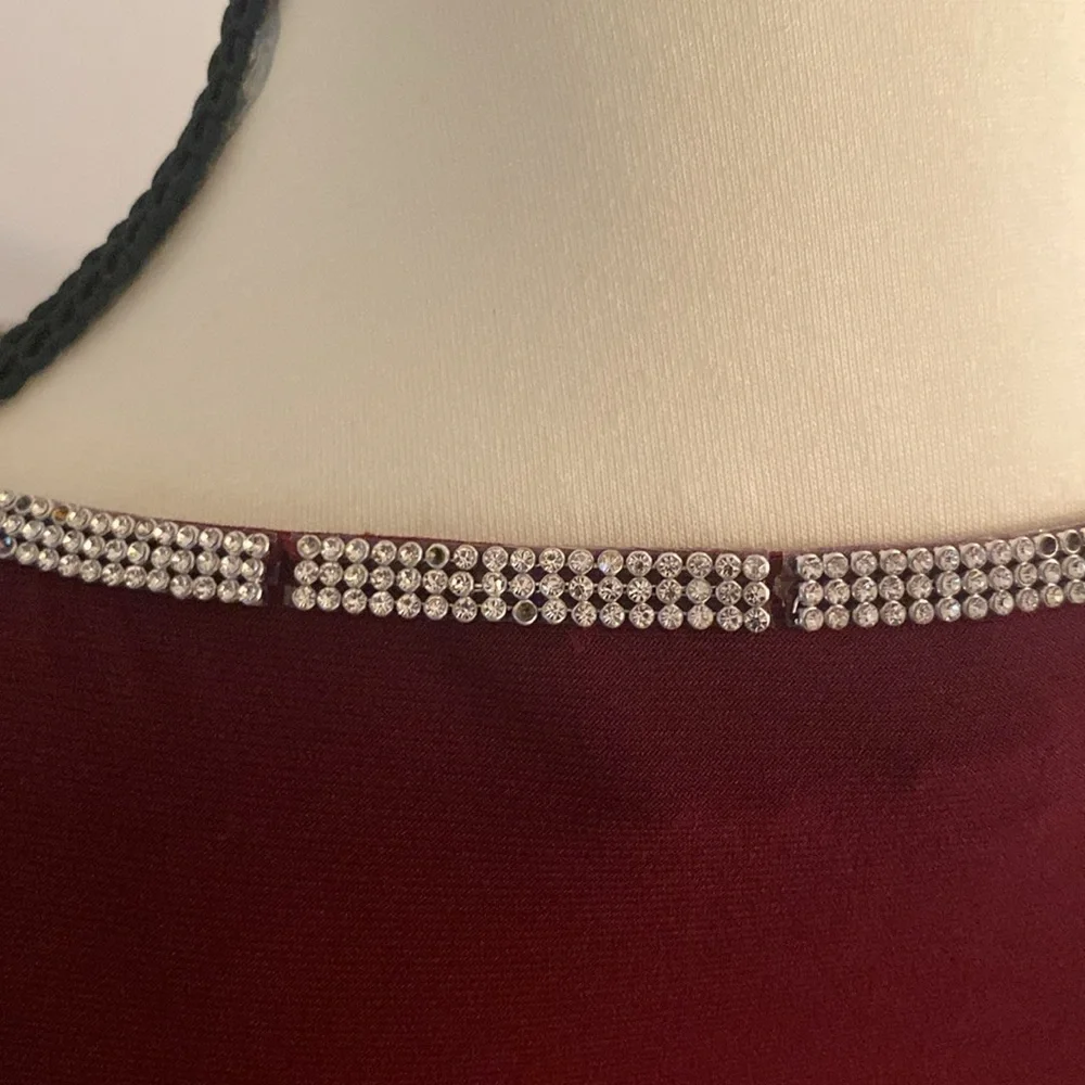 Badgley Mischka studio size small dress maroon with silver stones - Picture 8 of 15